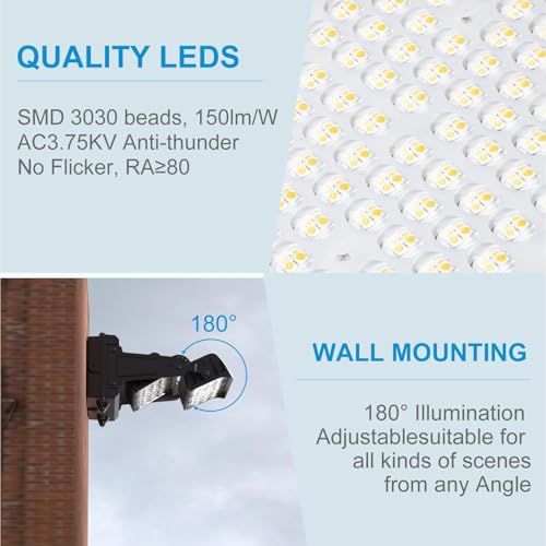 Lightdot 250W Wall Pack LED Exterior Light, Dusk to Dawn 2Pack - style: Adjust 250W