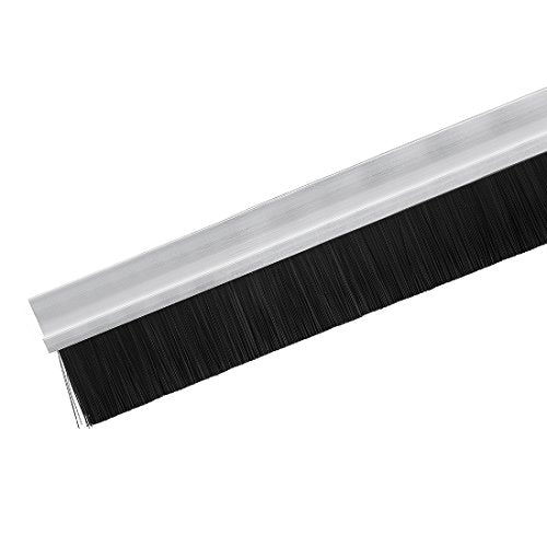 uxcell Door Bottom Sweep H-Shape Aluminum Alloy Base with 1.6-inch Black Nylon Brush 39-inch x 2.68-inch - color: Silver, size: 39.37" x 1.6"