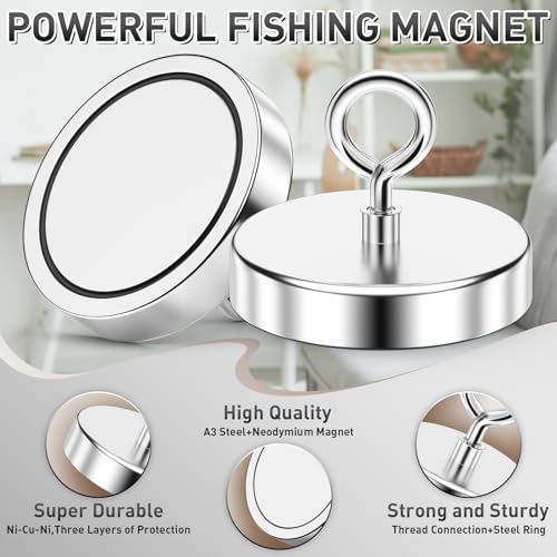 FINDMAG 1600 LBS Heavy Duty Fishing Magnet, 4.72 Inch Neodymium Magnet - size: 4.72 inches (120mm)