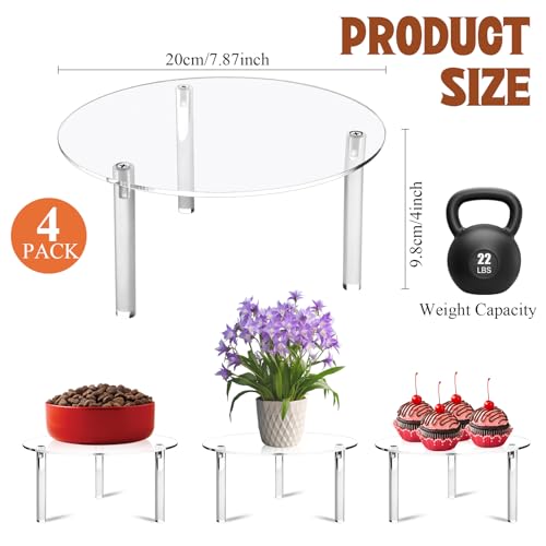 4 Pcs Drink Dispenser Stand, 7.9" Acrylic Water Dispenser And Beverage Dispenser Stand, Clear Acrylic Stands, Pitcher Stand Base for Parties and Events, Cake Stand, Plant Stands