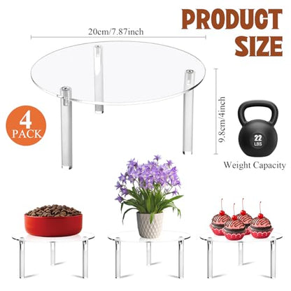 4 Pcs Drink Dispenser Stand, 7.9" Acrylic Water Dispenser And Beverage Dispenser Stand, Clear Acrylic Stands, Pitcher Stand Base for Parties and Events, Cake Stand, Plant Stands