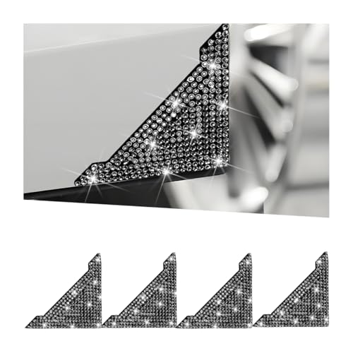 Bling Car Door Corner Edge Guard, 4PCS Anti-Collision Crystal Rhinestone Vehicle Door Edge Bumper Protector Sticker, Automotive Decorative Accessories, Universal for SUV Truck Sedan (Black) - color: Black