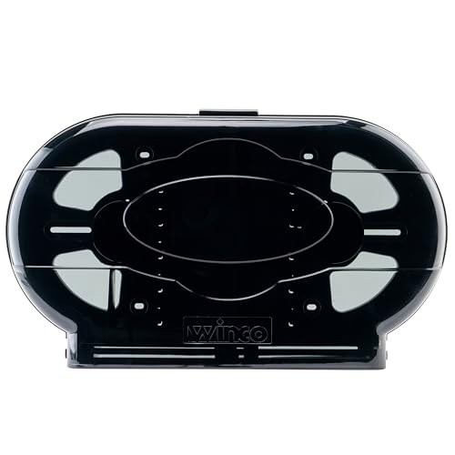 Winco 9 1/2" Black Double Roll Toilet Paper Dispenser
