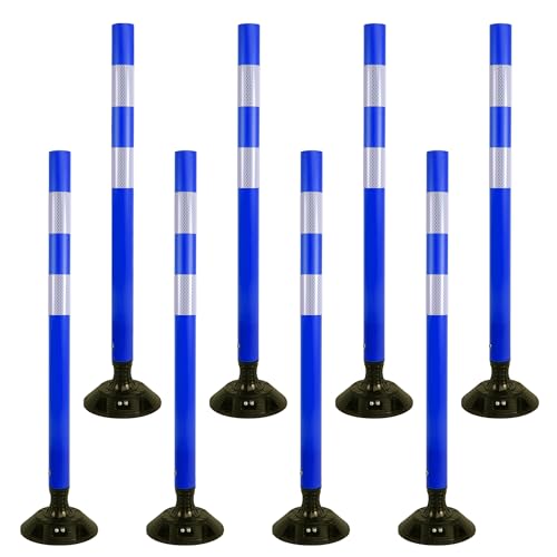 OrangeStar 8-Pack Blue Traffic Cones with Spring Base - color: Blue, size: 48 in