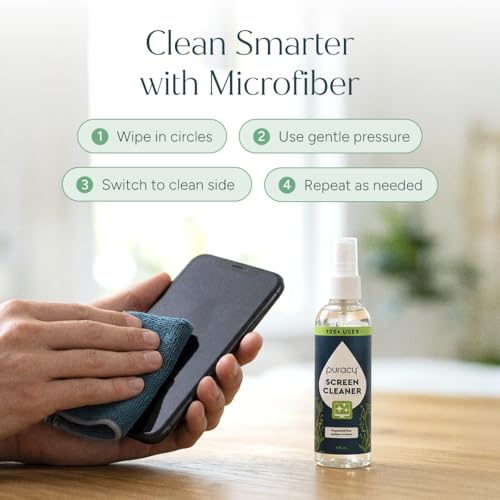 Puracy Screen Cleaner with Microfiber Cloth – All Purpose Phone, Laptop, Computer, TV Screen Cleaner for Smart TV, Streak-Free and Fingerprint-Free (4 oz, Free & Clear) - size: 4 fl oz (Pack of 1)