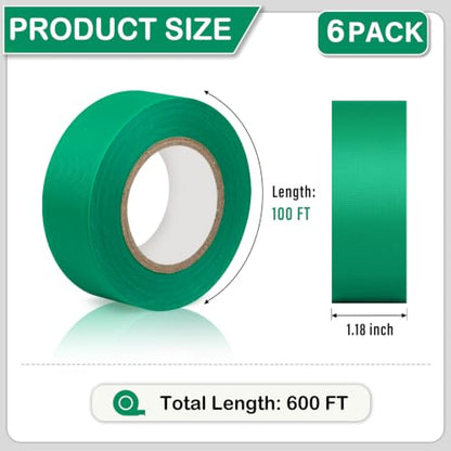 GEYYANG 6 Pack Green Flagging Tape, 1-3/16in x 100ft, 3.35 Mil Thick - color: Green, size: 1.18in X 98ft