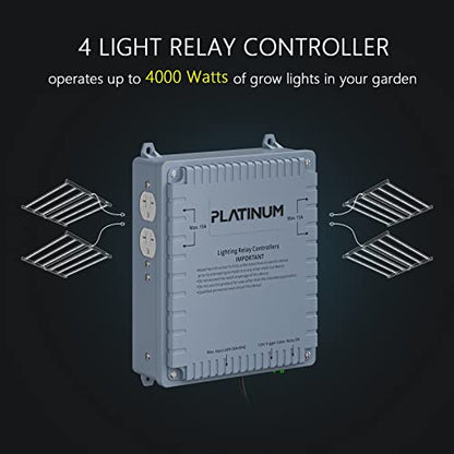 Lighting Relay Controller 4000W 4-Light HID Master Relay Controller w/Trigger Cord for Hydroponics Indoor Grow Lighting (4-Outlet) - size: 4-outlet