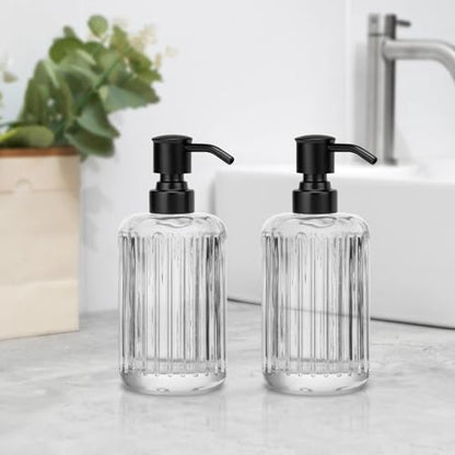 2 Pack Black 304 Stainless Steel Soap Dispenser Pump Replacement Standard 28/400 Thread for Regular Mouth Bottles Lotion Soap Dispenser for Kitchen Bathroom - color: Black