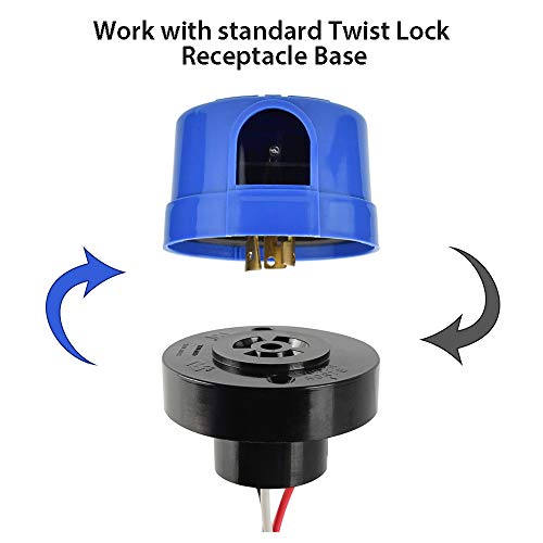 3 Pack Photocell for Outdoor Light,Auto On Off Photo Sensor Switch with Twist Lock,Dusk to Dawn Photoelectric Light Control for LED Street/Barn Light Parking Lot Light Area Light, Blue - size: 3 Pack