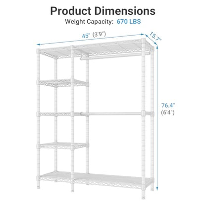 VIPEK V7 Clothing Rack with Shelves Heavy duty Closet for Hanging Clothes - color: White, size: V7