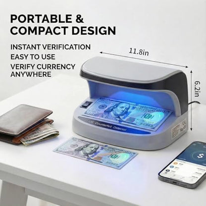 Portable UV Money Detector, Rechargeable Fake Bill Checker Machine