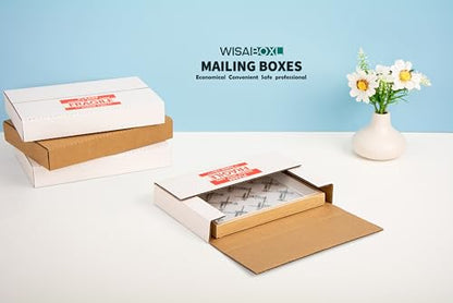 9x6x1.3 inch Shipping Boxes with Fragile Stickers, White, 25-Pack - color: White