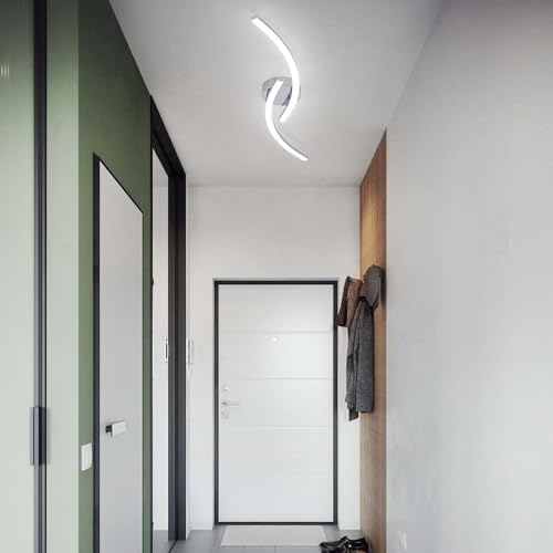 31.4Inch Modern LED Ceiling Light 22W Chrome Linear Ceiling Light Fixture 6000K Aluminum Long Flush Mount Ceiling Lights Fixture Lamp for Bedroom Hallway Kitchen Bathroom - color: Chrome,Intersect, size: 31.49Inch