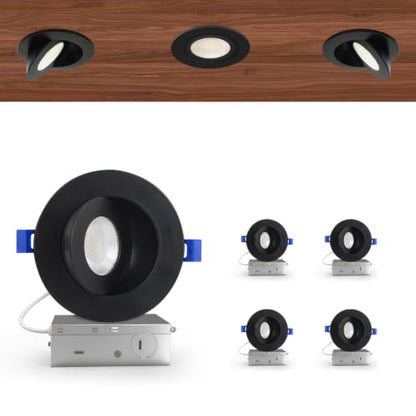 Aosclex 4 Pack 4 ''LED Gimbal Eyeball Recessed Light, 5CCT Dimmable Black - color: Black-4inch, size: 4 Pack