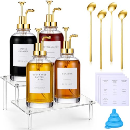 Silifine 11 Pcs 16.9 oz Coffee Syrup Dispenser Set, Round - style: Round