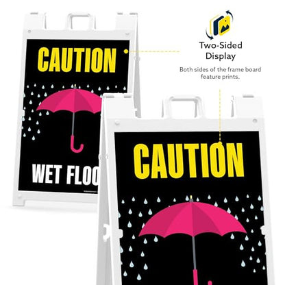Caution Wet Floor Umbrella Folding Floor Sign, 24x36 Inches, Portable A Frame, Made in USA by My Sign Center - size: 24x36 Plastic