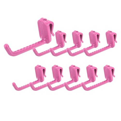 uxcell 10 Grid Wall Hooks, 3 Inch Grid Wall Panel Plastic Utility Hook, Shelf Hooks for Garage Store Warehouse Shop Home Hanging, Rose Red - color: Roes Red