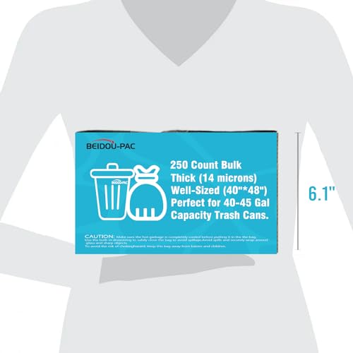 BEIDOU-PAC 40-45 Gallon Trash Bags, 250 Count Bulk, Heavy Duty Clear Plastic Recycling Garbage Bags, Multi-purpose Can Liners for Business Home Commercial, Industrial Contractors, Storage, Outdoor - style: 40-45 Gallon |250 Count(Value Pack)
