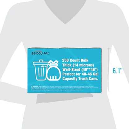 BEIDOU-PAC 40-45 Gallon Trash Bags, 250 Count Bulk, Heavy Duty Clear Plastic Recycling Garbage Bags, Multi-purpose Can Liners for Business Home Commercial, Industrial Contractors, Storage, Outdoor - style: 40-45 Gallon |250 Count(Value Pack)