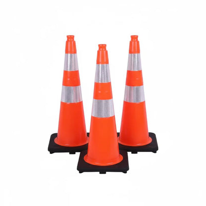 3 Pack 36" Inch Orange Traffic Safety Cones with Dual Reflective Collars - High Visibility Industrial Pylons Traffic Cones for Road, Parking Lots, Driving, Construction - size: 3 Cones