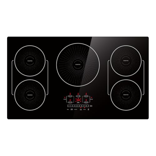 36 Inch Induction Cooktop 5 Burners, Drop-in, Hardwired, Black - size: 36 Inch