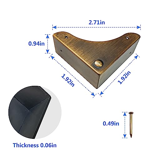 4PCS Metal Corner Protector, Box Corners Decorative Furniture Corner Protectors,for Cabinet Furniture Table Jewelry Box Case (Bronze) - color: Bronze