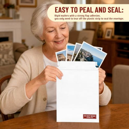 20 Pack 7.5x9.45 inch Rigid Mailers, Self Seal Photo Mailers Protective Flat Cardboard Envelopes White Blank Shipping Envelopes for Photos Document Invitation Papers Files - color: White, size: 7.5x9.45 Inch