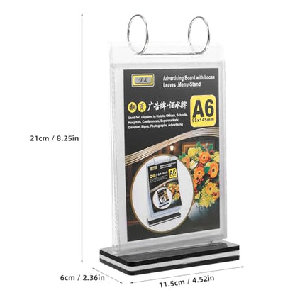 Ciieeo 5pcs Standing Flip Menu Display Holder A6 Clear PVC Tabletop Sign Holder Menu Display Stand for Restaurants Bars Coffee Shops Event Catering