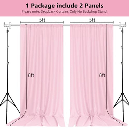 MEETSKY Pink Backdrop Curtains,Birthday Backdrop Drapes,5ft x 8ft,2 Panels - color: Baby Pink, size: 60"W x 96"L (Pack of 2)