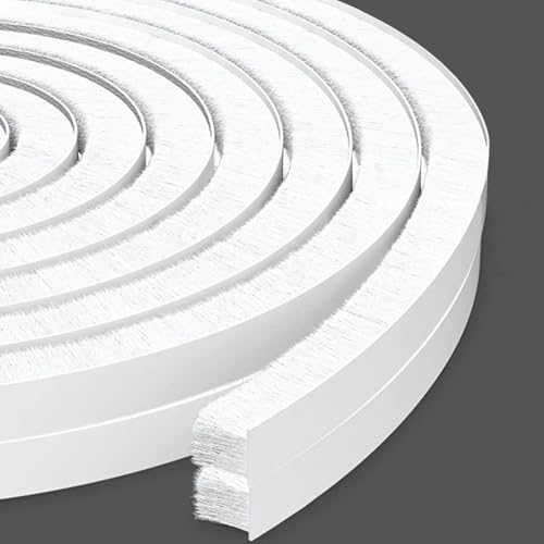Door Brush Seal 66 Feet,Felt Pile Weather Stripping for Doors,Weather Strip for Windows Cabinet,Self Adhesive Draft Blocker,Dust Stopper Sliding Door Seal Winter,0.4" Wide x 0.4" Thick - color: White, size: 2Pack,33Ft x 0.4in Brush x 0.4in Backing