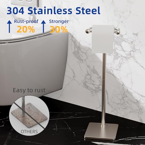 RUACQ Bathroom Toilet Paper Holder Stand, Brushed Nickel - color: Brushed Nickel