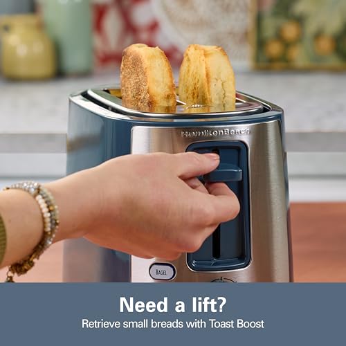 Hamilton Beach Extra-Wide Slot 2 Slice Toaster With Bagel & Defrost Buttons - color: Kitchen Makeover Blue