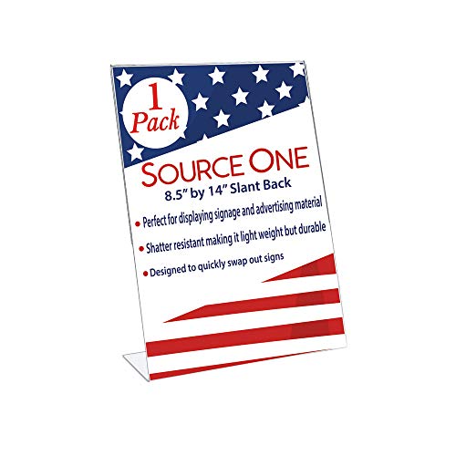 Source One 8.5 x 14 Clear Slant Back Sign Holder Notice Holder - Legal Size (1 Pack) - size: 1 Pack