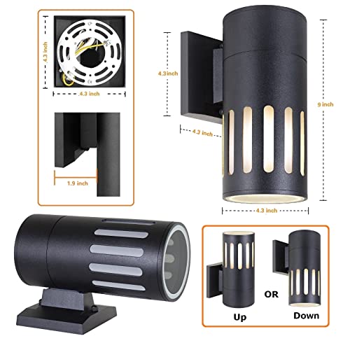 Outdoor Wall Sconce, Waterproof Exterior Lighting Fixture - color: Cylinder (Black B)