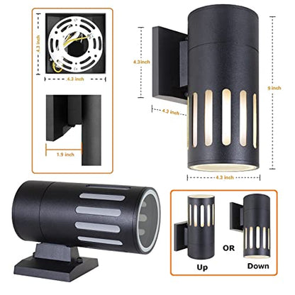 Outdoor Wall Sconce, Waterproof Exterior Lighting Fixture - color: Cylinder (Black B)