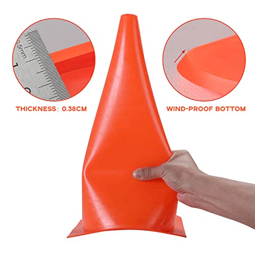 15 Inch Traffic Safety Cones, [7 Pack] Orange Parking Cones Training Cones, Plastic Cones for Indoor/Outdoor Activity & Festive Events - color: Orange, size: 15inch