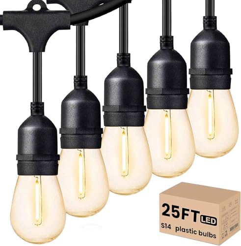 Svater Outdoor String Lights LED 24 FT S14 LED Edison Vintage Waterproof - size: 24FT
