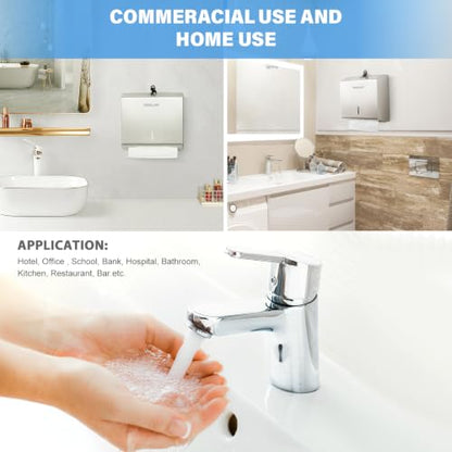 Gorlary Commercial Paper Towel Dispenser Wall Mount, Silver - color: Silver, size: 300 Sheets – Medium