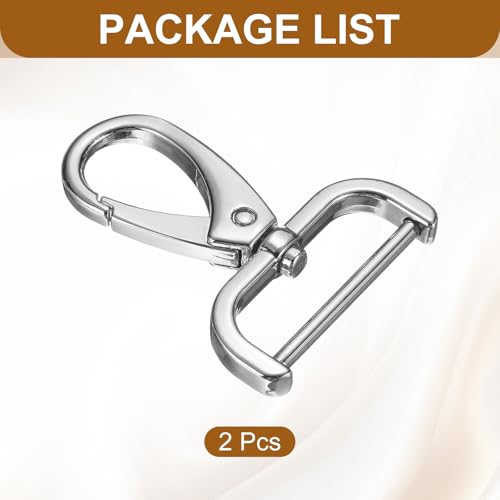 HARFINGTON 2Pcs Detachable Snap Hook Swivel Clasp 1 1/4" D Ring with Swivel Lobster Claw Clasps Hook for Purse Strap Keychain Bag DIY Craft, Silver - color: Silver, size: 1 1/4"