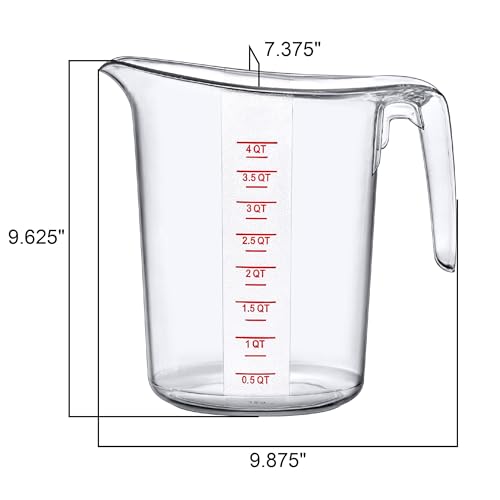 Amazing Abby - Melissa - 128-Ounce Plastic Measuring Pitcher (2-Pack), 16-Cup (4-Quart) Food-Grade Measuring Jug, Unbreakable, Stackable, Dishwasher-Safe, Great for Oil, Vinegar, Flour, and More - style: 2-Pack