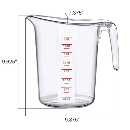 Amazing Abby - Melissa - 128-Ounce Plastic Measuring Pitcher (2-Pack), 16-Cup (4-Quart) Food-Grade Measuring Jug, Unbreakable, Stackable, Dishwasher-Safe, Great for Oil, Vinegar, Flour, and More - style: 2-Pack