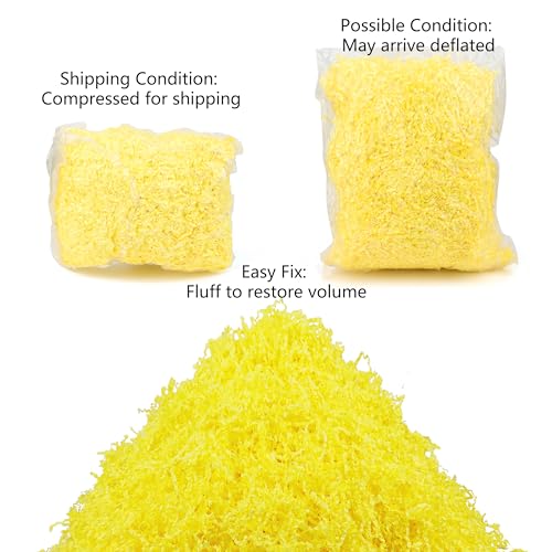 Art Secret Crinkle Cut Paper Shred Filler for Packing and Filling Gift Baskets - 2 LB (Yellow) - color: Yellow