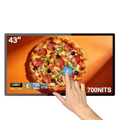43inch Touchscreen Digital Display, 700nit Slim Fit Frameless LCD Monitor, USB + HDMI Ports for Touch Connectivity, CMS/U-Disk Plug&Play, Smart Split Screen, 24/7 Operation