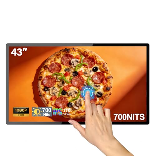 43inch Touchscreen Digital Display, 700nit Slim Fit Frameless LCD Monitor, USB + HDMI Ports for Touch Connectivity, CMS/U-Disk Plug&Play, Smart Split Screen, 24/7 Operation