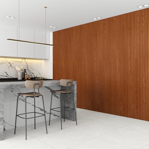 Slat Wall Panel 8-Pack, 108’’x6.3’’, Teak - size: 108’’x6.3’’-Teak