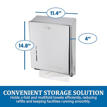 San Jamar T1900XC C-Fold/Multifold Commercial Towel Dispenser, 500 Multifold / 300 C-Fold Towel Capacity, Chrome 14.8" x 11.4" x 4" - color: Chrome, style: C-Fold/Multifold