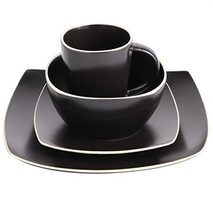 Gibson Home Soho Lounge Dinnerware Set, Service for 4 (16pcs), Matte Black - color: Matte Black