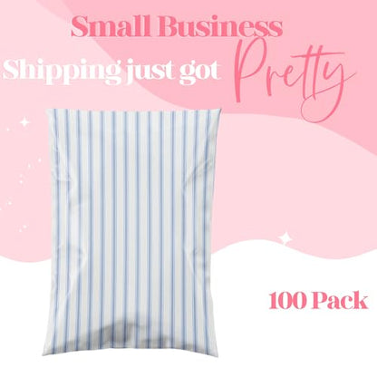 Pretty Package Store Poly Mailers 14.5x19, Blue Stripe, 100 Pack - color: Blue Stripes, size: 14.5x19