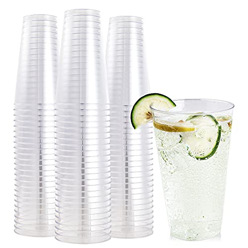 FOCUSLINE 100 Pack 16 oz Large Clear Plastic Cups, Disposable Drinking Cups - color: 16 oz Clear