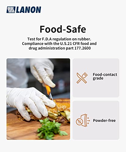 LANON Food Safe White Disposable Nitrile Gloves,Full Container Load, XL - size: X-Large (Pack of 1000)